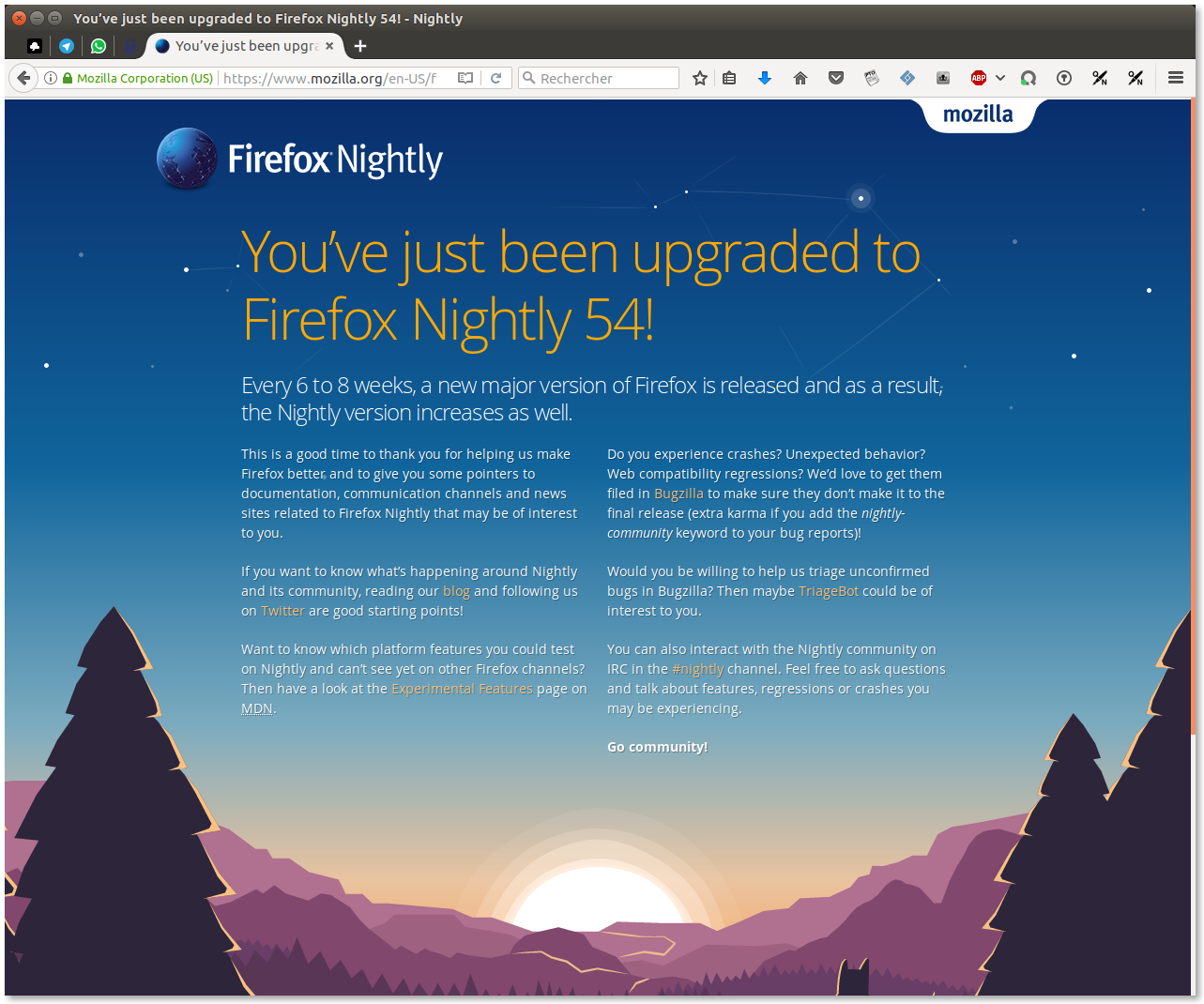 You've just been upgraded to Firefox Nightly 54!